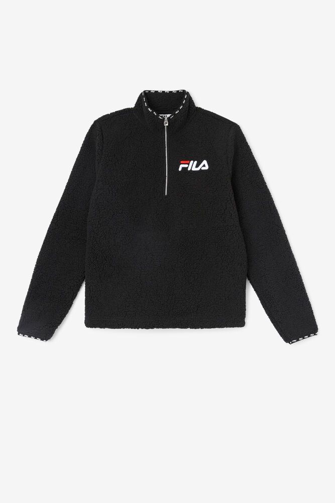 Fila Mikina Damske Shelly Sherpa Quarter Zips Jacket Čierne - ODLVS4076